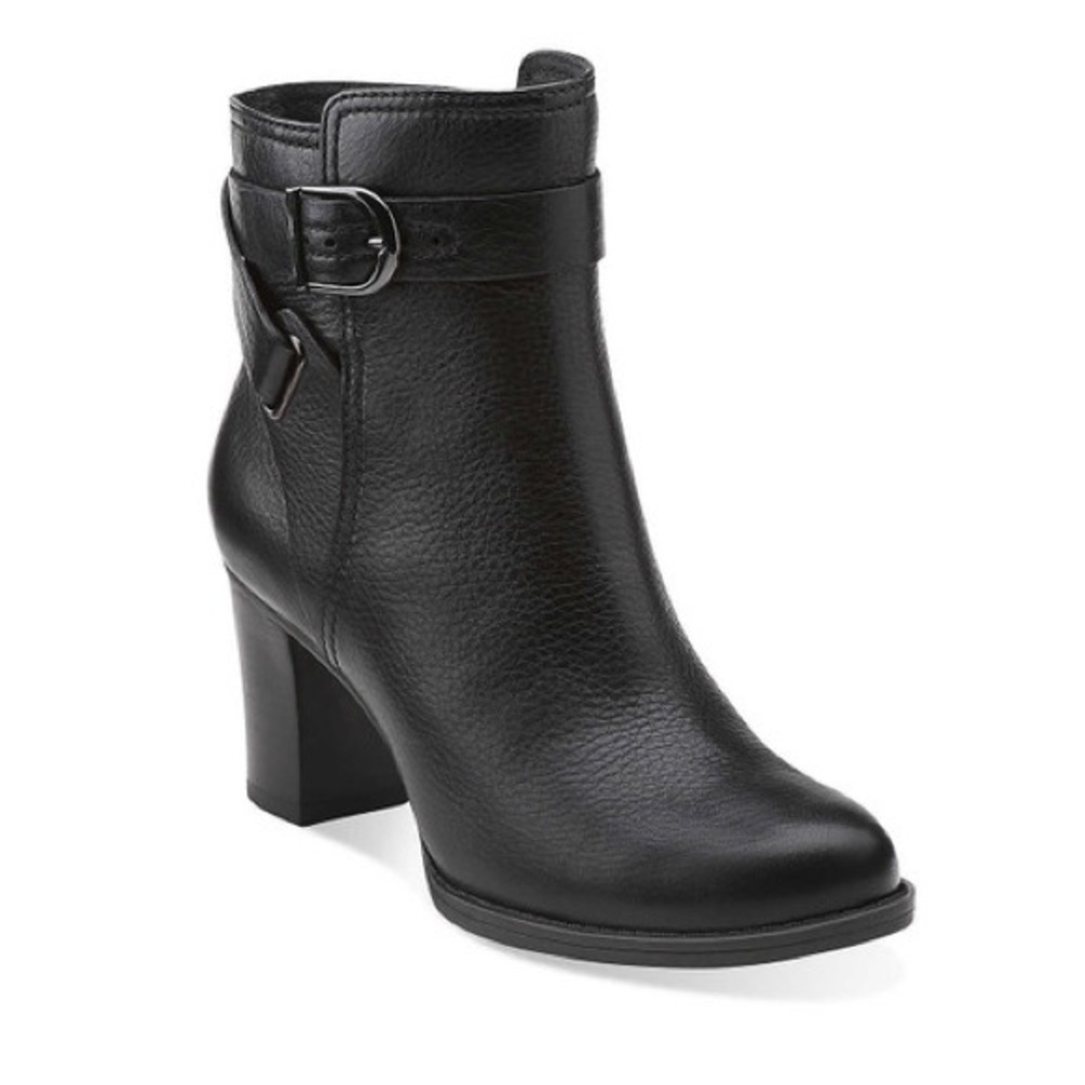Clarks Jolissa Topaz Ankle Black Leather Boots | Size 10